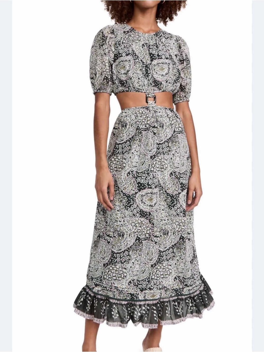 Cleobella Josephine Ankle Dress in charcoal paisley geo print